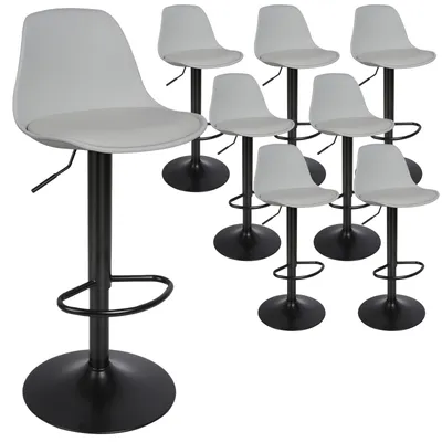 Produktbild von 8er Set Barhocker,Drehbare Barstuhl Tresenhocker Küchenhocker mit stabilem Metallgestell Höhenverstellbar Grau