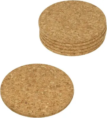 Produktbild von METALTEX 569832010 Glasuntersetzer 6er Set, Ø 9 x 0,5 cm / Kork Untersetzer