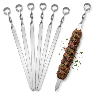 Produktbild von GOROCH Kebabspieße aus Edelstahl, 67 cm, 20 mm breit, für Adana Kebab & Köfte — Set aus 12 Stück
