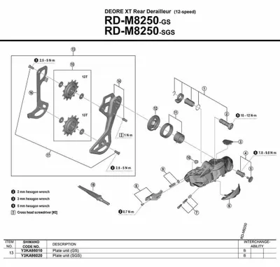 Immagine prodotto di Set deflettore catena SHIMANO per RD-M8250-SGS - Ricambio per deragliatore