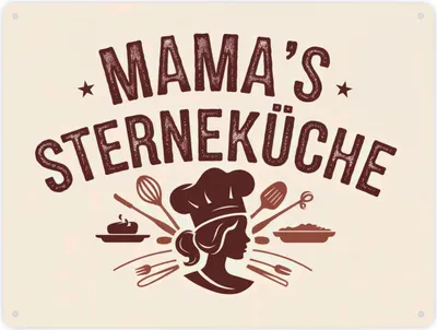 Produktbild von Mama´s Sterneküche Souvenir Metallschild XXL in 28x38 cm für Hobbyköche und