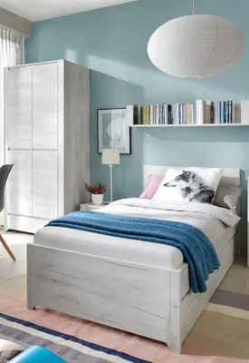 Produktbild von Jugendzimmer Set 4-teilig AMANTEA-129 mit Bett 90x200 in weiß Eiche