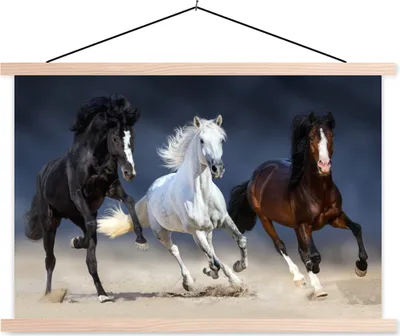 Produktbild von MuchoWow® Textilposter Pferde - Tiere - Sand 60x40 cm mit holzfarbenen Rahmen - Bilder