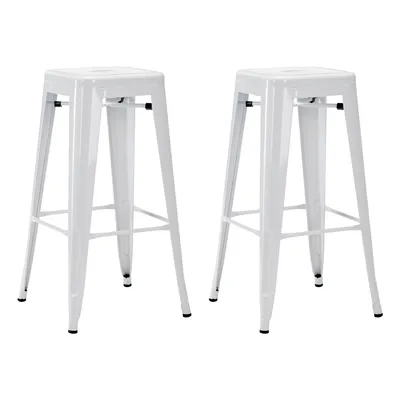 Image de Duhome Tabourets de bar en fer, lot de 2, hauteur d'assise 76 cm, tabourets de comptoir empilables en métal avec repose-pieds, design industriel, blanc