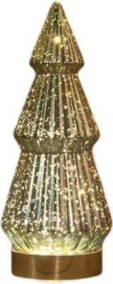 Productafbeelding van Kerstboompje glas 10led op batterij met timer 23.5x10 cm metallic goud Anna's Collection
