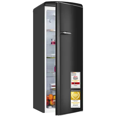 Produktbild von Exquisit Retro Kühlschrank 225 l | Energieklasse C | leise 37 dB | 54,5 cm schmal | großes Gemüsefach | LED-Beleuchtung | RKS325-V-H-160C mattschwarz