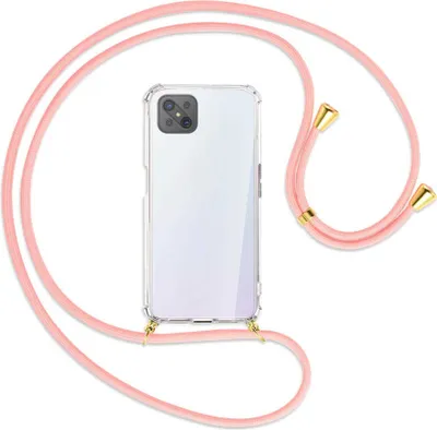 Produktbild von Handykette Backcover-Schutzhülle mit Band (Metall goldfarben) für Oppo A92S / Reno4 Z 5G - rosa