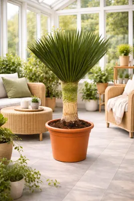 Produktbild von Yucca rostrata 'Blue Swan' ca. 100 cm – winterharte Palmlilie mit 30 cm Stamm & 30 cm Topf – exotische Wüstenpflanze für Garten & Terrasse