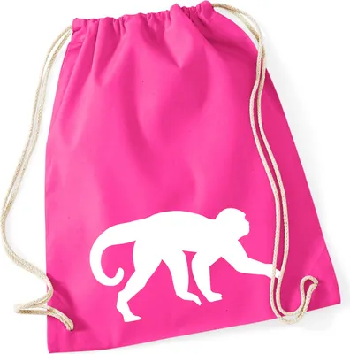 Produktbild von Huuraa Turnbeutel Affe Silhouette 12 Liter Fuchsia Baumwolle Rucksack Geschenkidee