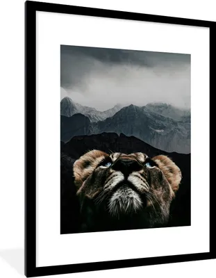 Produktbild von MuchoWow® MuchoWow® Gerahmtes Poster Tiger - Berge - Nebel 60x80 cm - Poster mit zchwarzem Bilderrahmen - Wohnzimmer - Dekorationen - Prämie