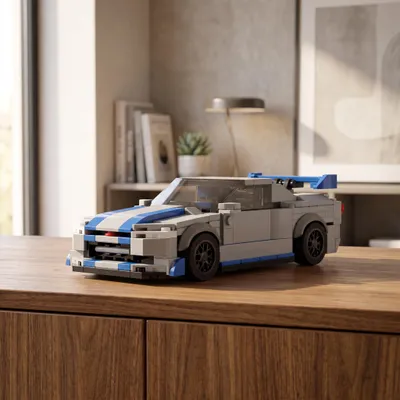 Produktbild von BlockBuddie™ R34 inspirierter Klemmbaustein Set 337 Teile JDM Sportwagen Modell Bausatz Geschenk für Erwachsene Sammler, KI-generiertes Bild