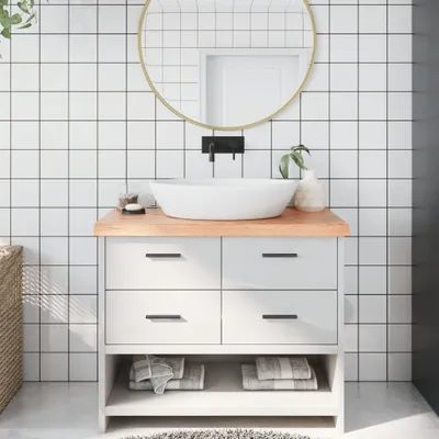 Obrázek produktu pro vidaXL Umyvadlová deska světle hnědá 100x40x(2-6) cm ošetřené masivní dřevo