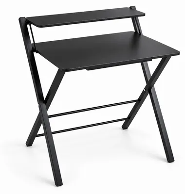 Imagen del producto de Relaxdays, escritorio, soporte para monitor, plegable, dimensiones: 82 x 70 x 56 cm, material: MDF, metal, mesa de trabajo para oficina en casa, color negro, Imagen generada por IA