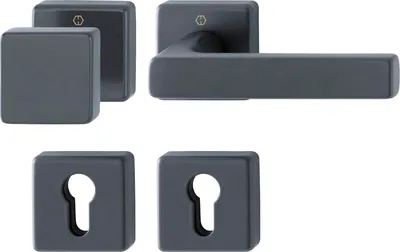 Produktbild von HOPPE Wechselgarnitur DALLAS auf Rosette eckig, Aluminium schwarz matt