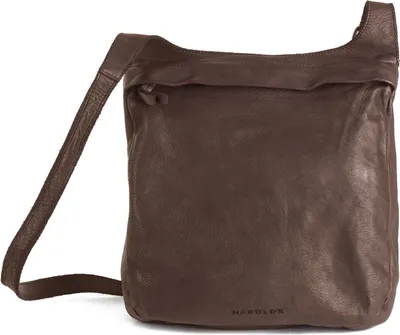 Zdjęcie produktu dla Skórzana torba na ramię HAROLD'S Submarine Shopper Bag z zamkiem błyskawicznym w kolorze ciemnobrązowym