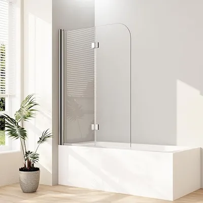 Produktbild von Duschwand für badewanne 100x120cm 2-teilig Faltbar Badewannenaufsatz Duschtrennwand Duschabtrennung mit 6mm Nano Easy Clean Glas