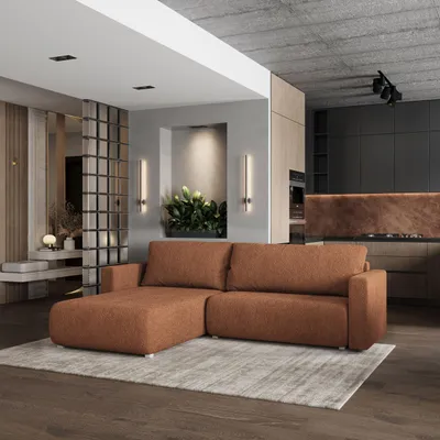 Produktbild von Masseno Ecksofa TURIN N mit Schlaffunktion L-Form, Sofa mit Bettkasten, Wohnzimmersofa, Couch, Soffa, Bettsofa, Couchgarnitur- Ceglasty, NOW OR NEVER 54