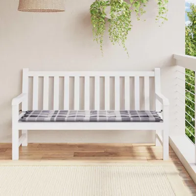 Obrázok produktu pre vidaXL Vankúš na záhradnú lavicu sivý šachovnicový vzor 150x50x4 cm tkanina Oxford