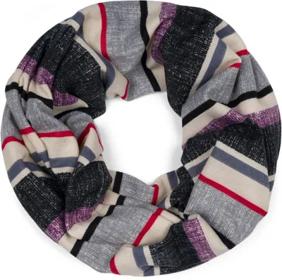 Produktbild von styleBREAKER Uni Loop Schal mit buntem Streifen Muster, Leichter Schlauchschal mehrfarbig gestreift, Tuch 01016215
