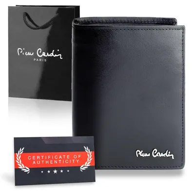 Zdjęcie produktu dla Pierre Cardin portfel męski skóra naturalna czarny RFID 13x9,5 cm certyfikat