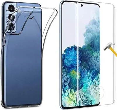 Produktbild von 2in1 Schutzglas Hülle kompatibel mit  Samsung Galaxy  S20 Silikon Schutzhülle TPU Case transparent Cover Schutzfolie Glasfolie 9H Härte