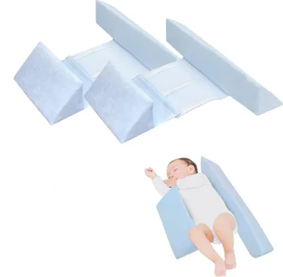 Image de Coussin triangulaire pour bébé, coussin de positionnement pour enfants, coussin pour dormir sur le côté Coussin pour bébé pour un sommeil paisible, coussin anti-roulis pour 0-12 mois, lot de 2