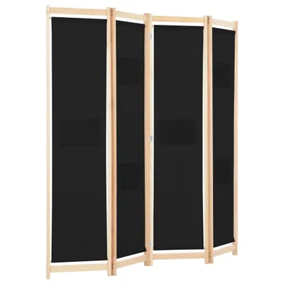 Produktbild von "Winterschlussverkauf " 4-teiliger Raumteiler Paravent Elegantes Design - Trennwand/Sichtschutz - Schwarz 160x170x4 cm Stoff NeuMöbel 8888926