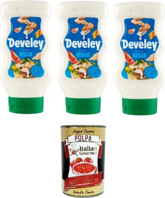 Produktbild von Salsa Sauce squeeze KEBAB Wiederverschließbare Verpackung 3x 410ml + Italian Gourmet polpa 400g