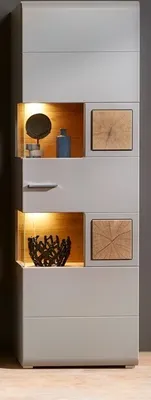 Produktbild von Innostyle Fun Plus II Vitrine inkl. LED-Beleuchtung Basalt/Eiche Altholz Grau/Braun