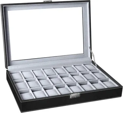 Produktbild von Uhrenbox 24 Fächer abschließbar - Schwarz/Weiß