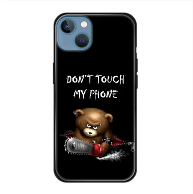 Produktbild von König Design Hülle kompatibel mit Apple iPhone 13 Kunststoff Soft Handyhülle - Handy Case Dont Touch My Phone Bär Schwarz