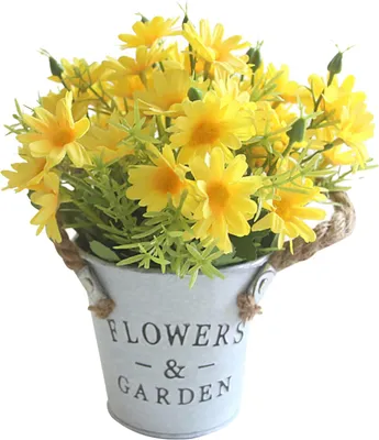 Zdjęcie produktu dla Vintage American Daisy Roślina doniczkowa Żelazne wiadro Symulacja rośliny Bonsai Sztuczne kwiaty Ozdoby rzemieślnicze z doniczkami