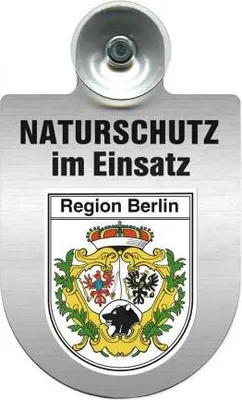 Produktbild von Einsatzschild mit Saugnapf - Naturschutz im Einsatz - incl. Regionenwappen 393826 Color - Region Berlin