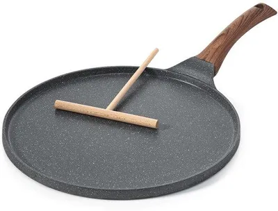 Produktbild von Ibenzoa® 26 cm Pfannkuchenpfanne mit Schweizer Granit-Antihaft (PFOA-frei), induktionsgeeignet, Aluminiumkern, Edelstahlboden, 1,2 cm Rand, , ofenfest bis 150 °C