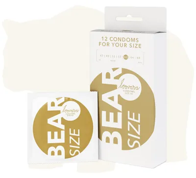 Immagine prodotto di Loovara: 12 preservativi vegan personalizzati - profilattici lubrificati, taglia 60 - taglia "bear" - preservativi sottili in gomma etica - per un sesso più piacevole e sensuale