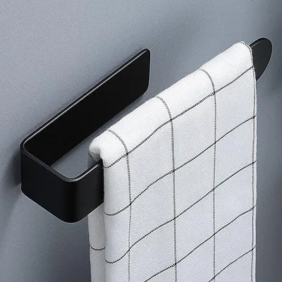 Obrázek produktu pro Držák na ručníky z nerezové oceli bez vrtání, černý, 20 cm