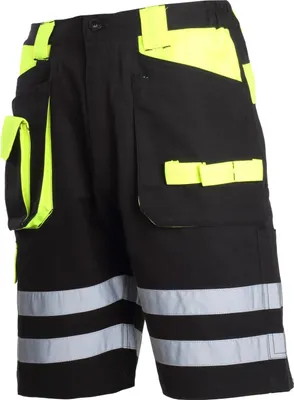 Produktbild von Schwarz-Gelbe Kurze Hose 100% Baumwolle Mit Reflektierenden, "S", Ce, Lahti