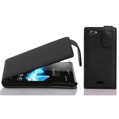 Produktbild von Cadorabo Schutzhülle für Sony Xperia J Hülle in Schwarz Flip Etui Handyhülle Case Cover Kunstleder