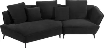 Produktbild von KAWOLA Sofa GARBO Designsofa Stoff schwarz links offen