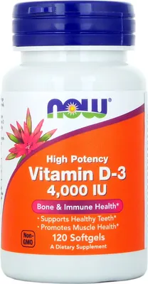 Produktbild von NOW FOODS Vitamin D-3 4000 IE 120 Kapseln.