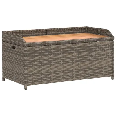 Produktbild von Bank mit Stauraum Grau 100x50x52 cm Poly Rattan Akazienholz