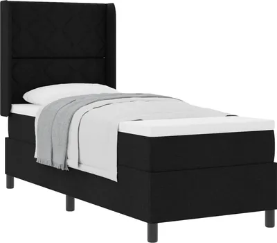 Produktbild von vidaXL Boxspringbett mit Matratze Schwarz 90 x 190 cm Stoff