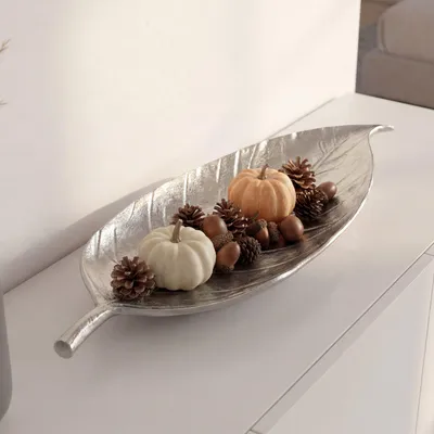Zdjęcie produktu dla FineBuy, dekoracyjna miska z aluminium, srebrna, 61 cm. Element dekoracyjny do wnętrz, metalowa miska do salonu, akcesoria do domu, nowoczesny design, dekoracja, miska na biżuterię, ręcznie robiona