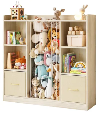 Immagine prodotto di Organizzatore per giocattoli in legno con 6 scomparti e un cassetto