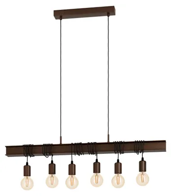 Image de EGLO Suspension Townshend 4 brun antique 6 lampes