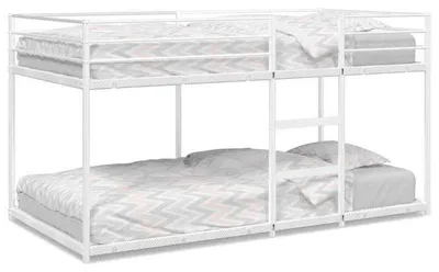 Zdjęcie produktu dla Łóżko piętrowe – Łóżko wielopoziomowe – Łóżko dziecięce – Platforma – Białe – Stalowa rama – 75x190 cm