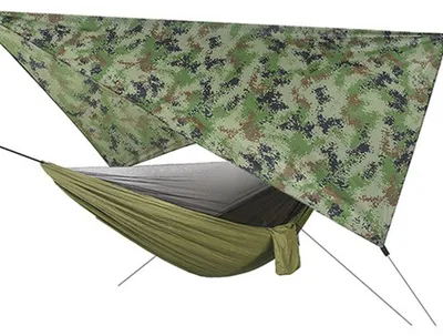 Produktbild von Hängematte 200 kg - Outdoor Hängematte - Mückennetz - Wasserdichtes Tuch - 290 x 140 cm