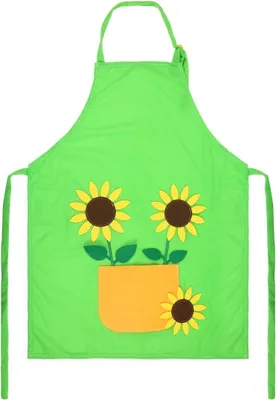 Imagen del producto de Delantal de jardinería verde con motivos de girasoles, unisex, talla única, ideal para jardinería