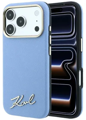 Obrázok produktu pre Puzdro Karl Lagerfeld Saffiano Small Script Metal Logo MagSafe pre iPhone 18 Pro / 17 Pro, svetlomodré