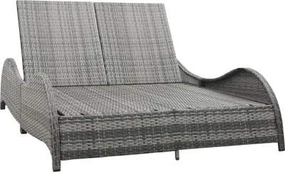 Produktbild von Doppel-Sonnenliege mit Auflage Poly Rattan Anthrazit